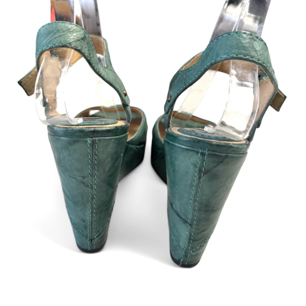 Frye Corrina Campus Teal Marble Wedge Sandals Size 7.5M - Picture 3 of 8